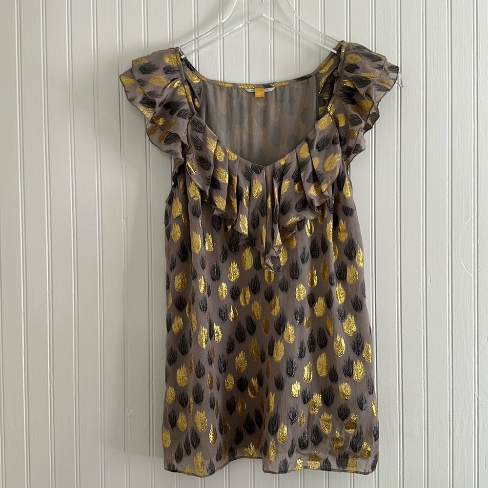 Liefsdottir x Anthropologie Firewing Silk Metallic Top